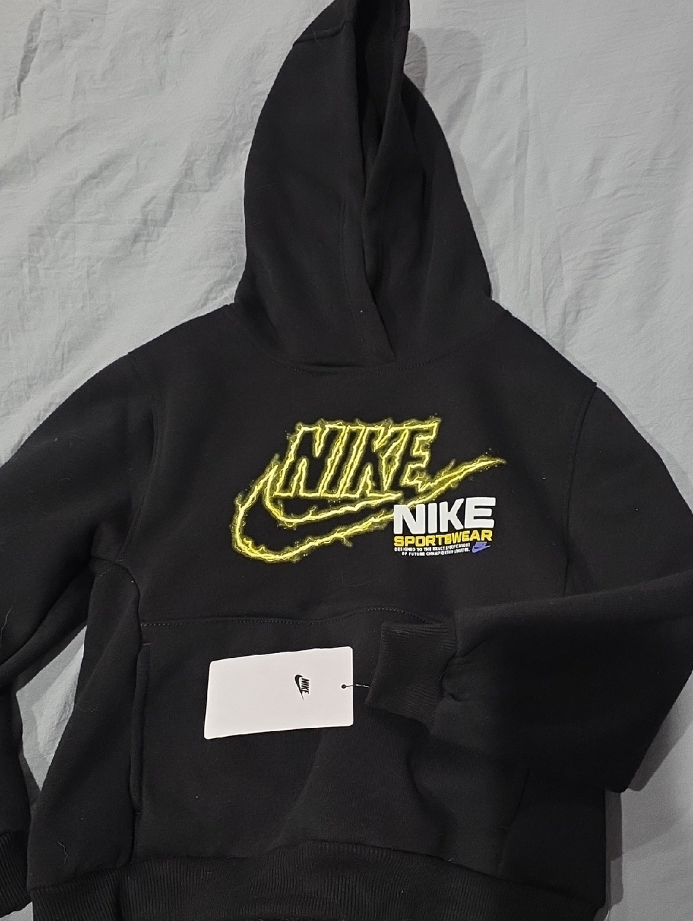 Nike Black Pullover‎ Hoodie with Neon Yellow Logo